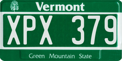 VT license plate XPX379