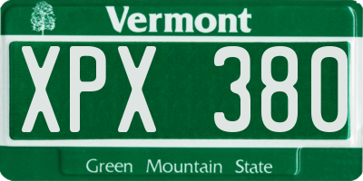 VT license plate XPX380
