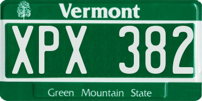 VT license plate XPX382