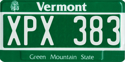 VT license plate XPX383