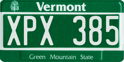 VT license plate XPX385