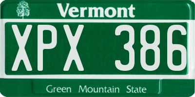 VT license plate XPX386