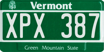 VT license plate XPX387