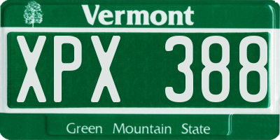 VT license plate XPX388