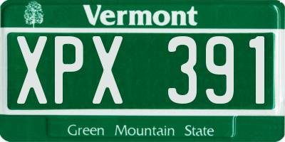 VT license plate XPX391
