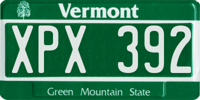 VT license plate XPX392