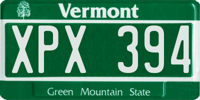 VT license plate XPX394