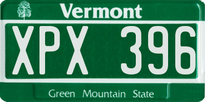 VT license plate XPX396