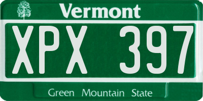 VT license plate XPX397