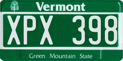 VT license plate XPX398
