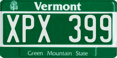 VT license plate XPX399