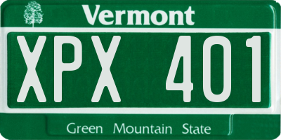 VT license plate XPX401