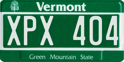 VT license plate XPX404