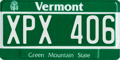 VT license plate XPX406