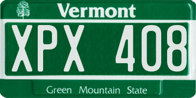 VT license plate XPX408
