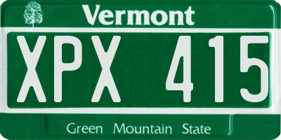 VT license plate XPX415