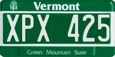 VT license plate XPX425