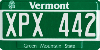 VT license plate XPX442
