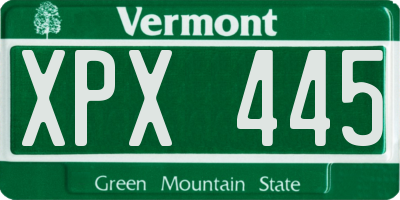 VT license plate XPX445
