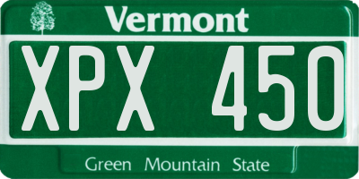 VT license plate XPX450