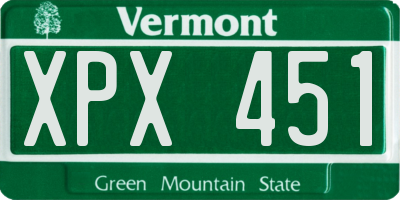 VT license plate XPX451