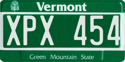 VT license plate XPX454