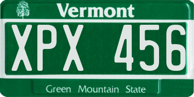 VT license plate XPX456