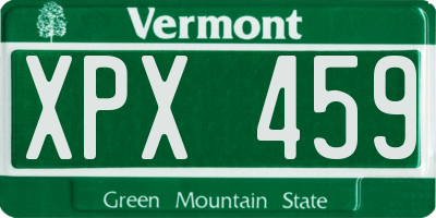 VT license plate XPX459