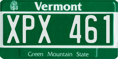 VT license plate XPX461