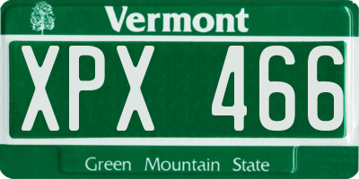 VT license plate XPX466