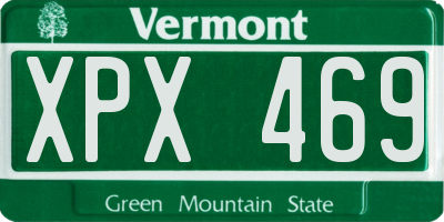 VT license plate XPX469