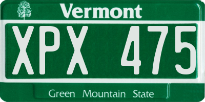 VT license plate XPX475
