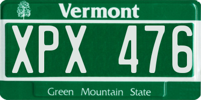 VT license plate XPX476