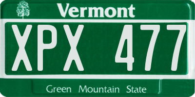 VT license plate XPX477