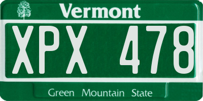 VT license plate XPX478