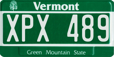 VT license plate XPX489