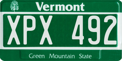 VT license plate XPX492