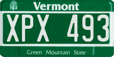 VT license plate XPX493