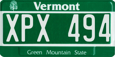VT license plate XPX494