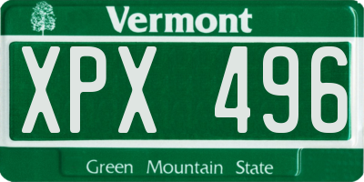 VT license plate XPX496