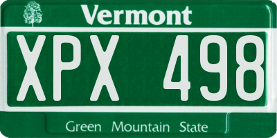VT license plate XPX498