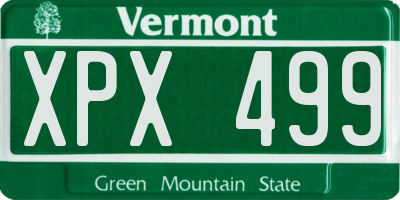 VT license plate XPX499