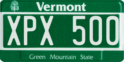 VT license plate XPX500