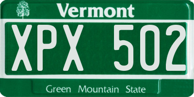 VT license plate XPX502