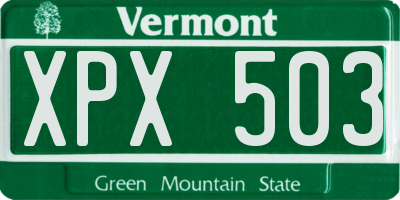 VT license plate XPX503
