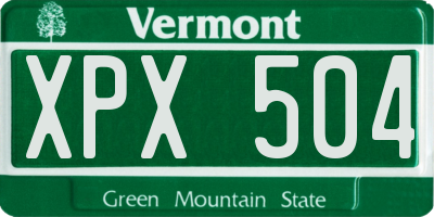 VT license plate XPX504