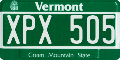 VT license plate XPX505
