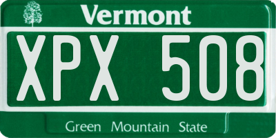 VT license plate XPX508