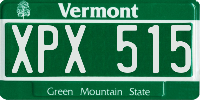 VT license plate XPX515