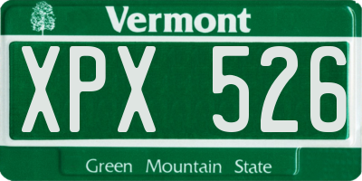 VT license plate XPX526